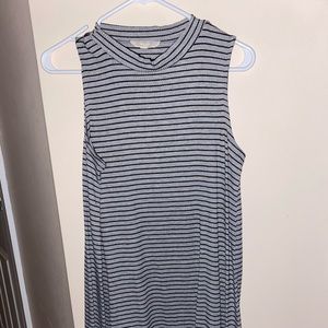 Gray and Black Striped High Neck Dress